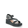 thumbnail image 1 of Time and Tru Women's Cross Strap Wedge Sandals, Sizes 6-11, 1 of 6