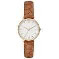 thumbnail image 1 of Time and Tru Women's Crystal Accent Gold Tone Watch with Textured Strap, 1 of 4