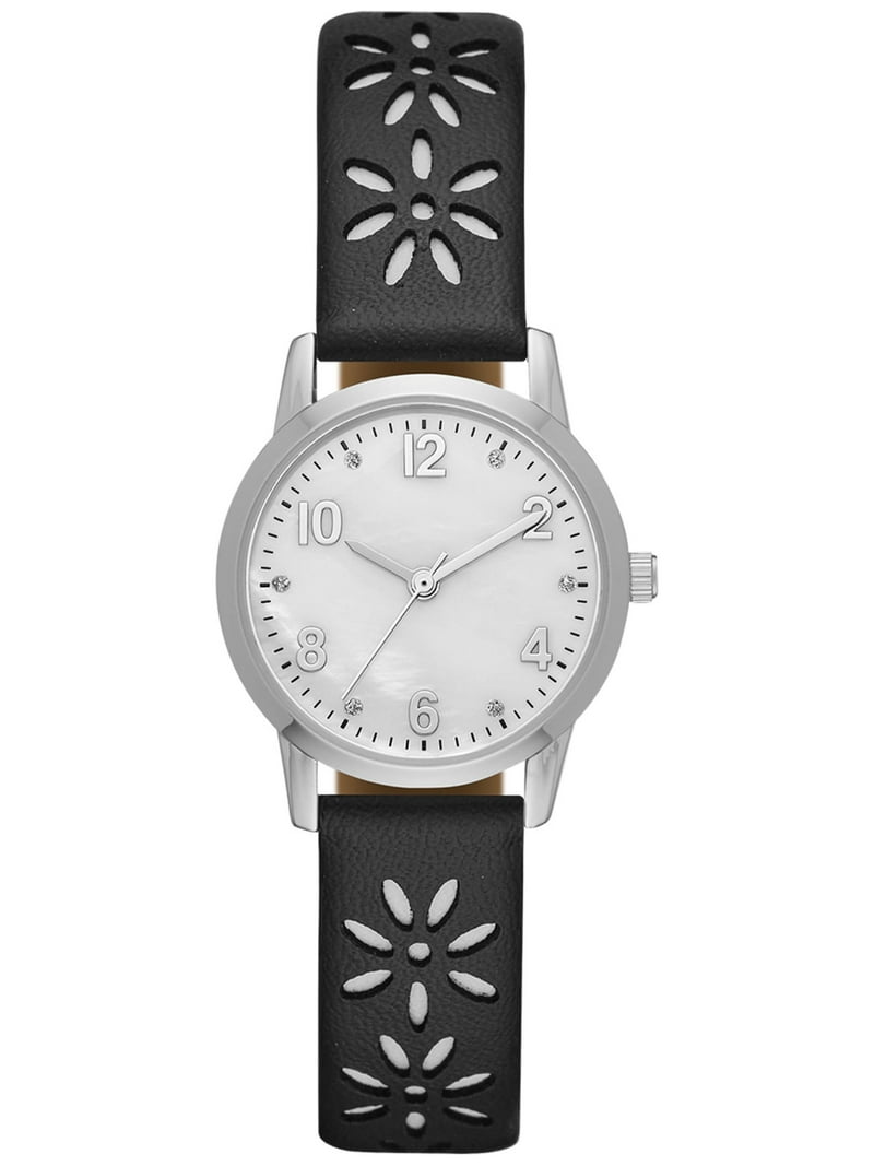Time and Tru Women's Analog Watch Crystal Accent Faux Mother of