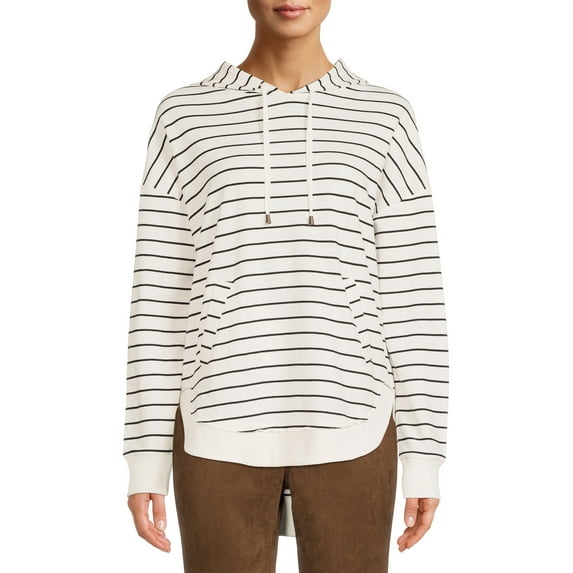 Time and Tru Women's Curved Hem Pullover Hoodie