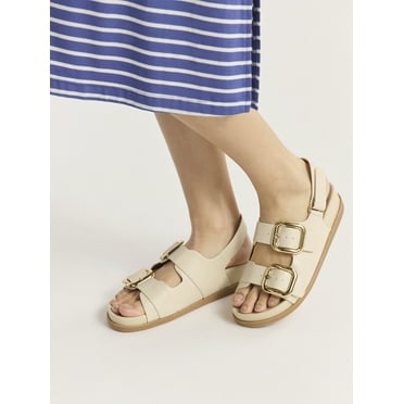 Time and Tru Women's Dad Buckle Slingback Sandals, Sizes 6-11