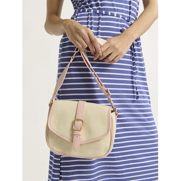 Time and Tru Women's Daisy Crossbody, Natural with Pink