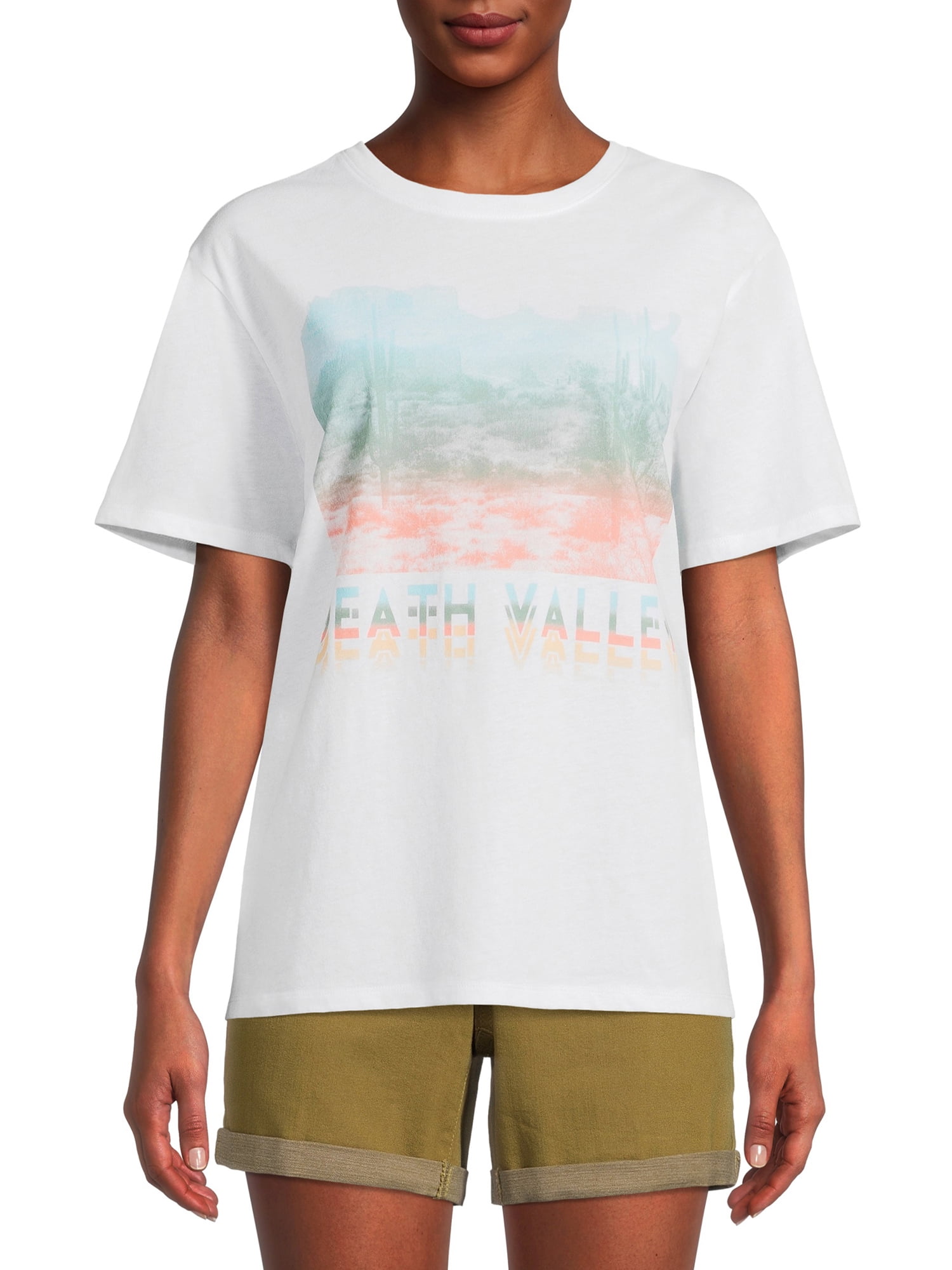 Time and Tru Joshua Tree Frame Graphic Short Sleeve Tee, Free Assembly Cut  Off Denim Shorts and Time and Tru Flatform Sandals - Walmart Finds