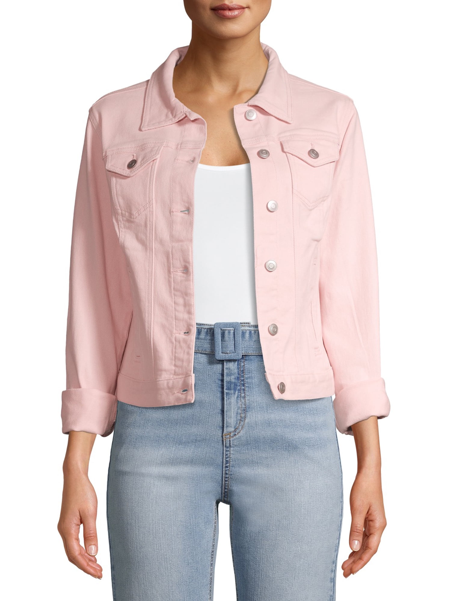 Rose pink denim best sale jacket