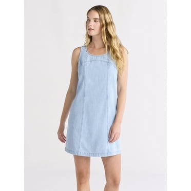 Time and Tru Women's Denim Shift Mini Dress, Sizes XS-XXXL