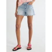 Time and Tru Women's Denim Shorts with Destructed Hem, 4" Inseam, Sizes 2-20