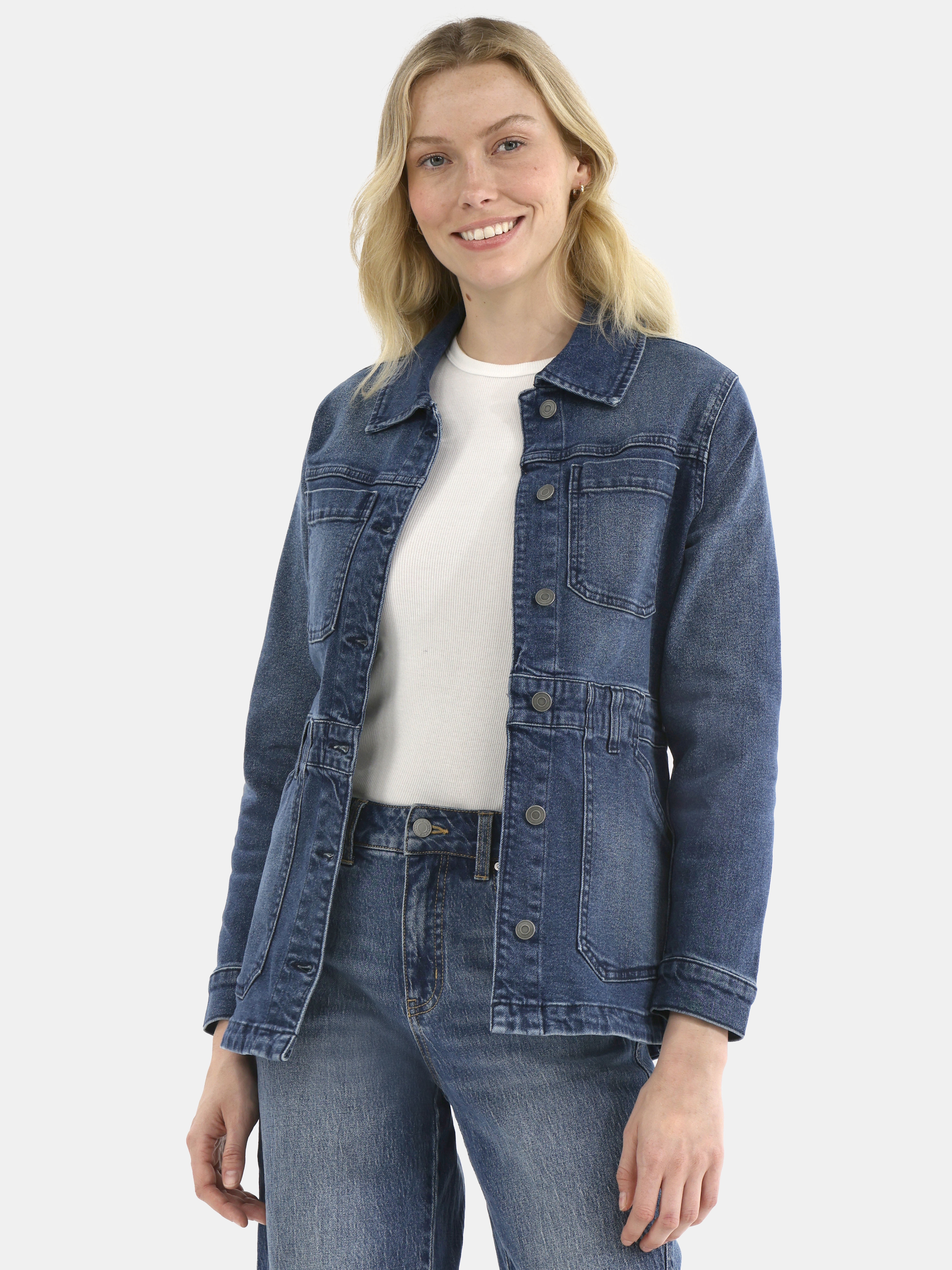 Time and Tru Women's Denim Utility Jacket, Sizes XS-XXXL