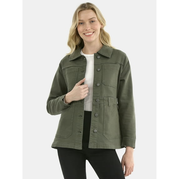 Time and Tru Women's Denim Utility Jacket, Sizes XS-XXXL