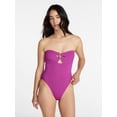 thumbnail image 1 of Time and Tru Women's and Women's Plus Cut Out Bandeau One Piece Swimsuit, Sizes XS-3X, 1 of 6