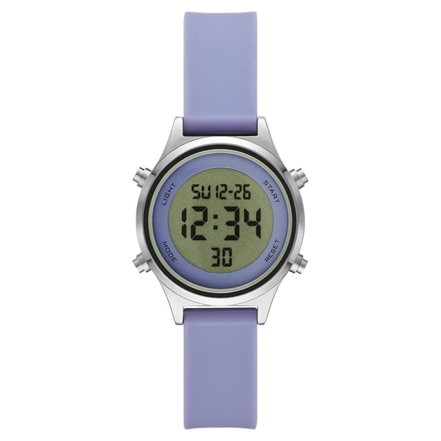 Time and Tru Women's Digital Wristwatch: Silver Tone Round Case ...