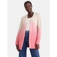 thumbnail image 1 of Time and Tru Women's Dip Dye Cardigan Sweater, Midweight, Sizes XS-XXXL, 1 of 5