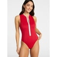 thumbnail image 1 of Time and Tru Women's and Women's Plus Size Zip Front Tank Rash Guard Swimsuit, Sizes XS-3X, 1 of 5