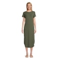 thumbnail image 1 of Time and Tru Women's Dolman Sleeve Ribbed Maxi Dress with Side Slits, Sizes XS-XXXL, 1 of 5