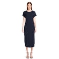 thumbnail image 1 of Time and Tru Women's Dolman Sleeve Ribbed Maxi Dress with Side Slits, Sizes XS-XXXL, 1 of 5
