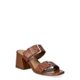 Time and Tru Women's Double Buckle Block Heel Sandals, Sizes 611