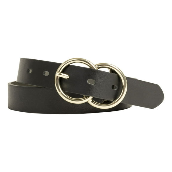 Time and Tru Women's Double Circle Buckle Belt, Black