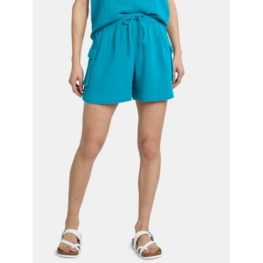 Time and Tru Women's Double Cloth Cotton Cargo Shorts, Sizes XS-XXXL