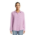thumbnail image 1 of Time and Tru Women’s Double Cloth Shirt with Long Sleeves, Sizes XS-XXXL, 1 of 5