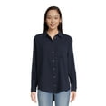 thumbnail image 1 of Time and Tru Women’s Double Cloth Shirt with Long Sleeves, Sizes XS-XXXL, 1 of 5
