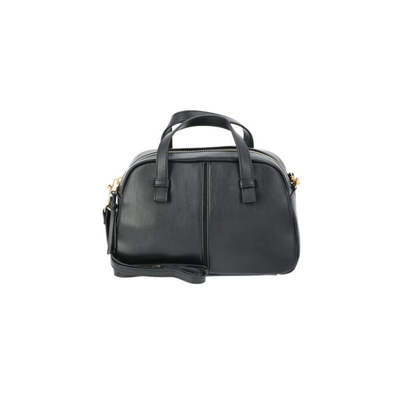 Time and Tru Women's Faux Leather Mini Satchel Bag with Crossbody Strap, Black