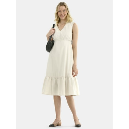 Time and Tru Women's Sleeveless Denim Dress with Ruffle Hem, XS-XXXL