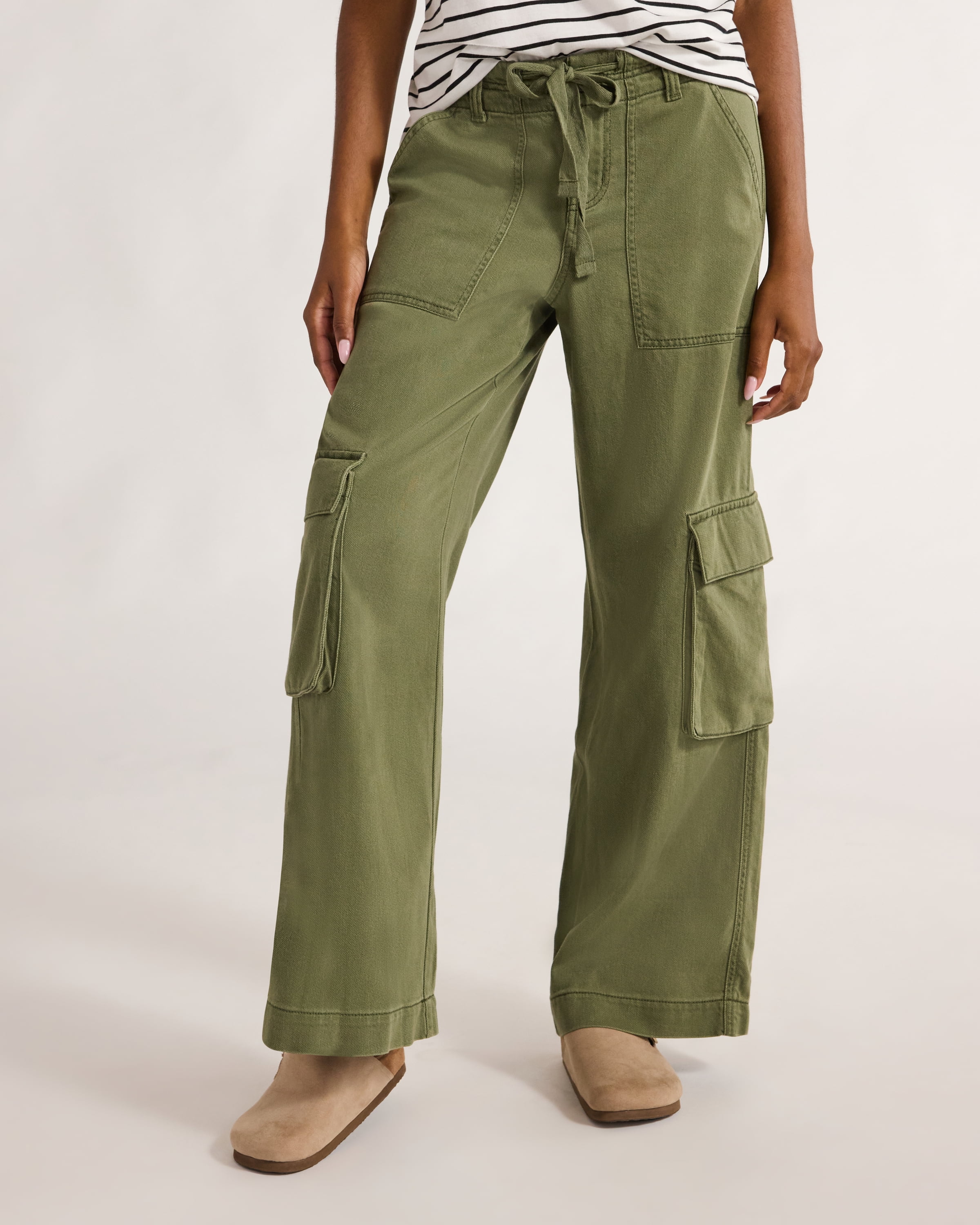 Time and Tru Women's Drawstring Cargo Pants, 29", 31", 33" Inseams, Sizes 2-20