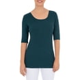 thumbnail image 1 of Time and Tru Women's Elbow Sleeve Scoop Neck T-Shirt, 1 of 8