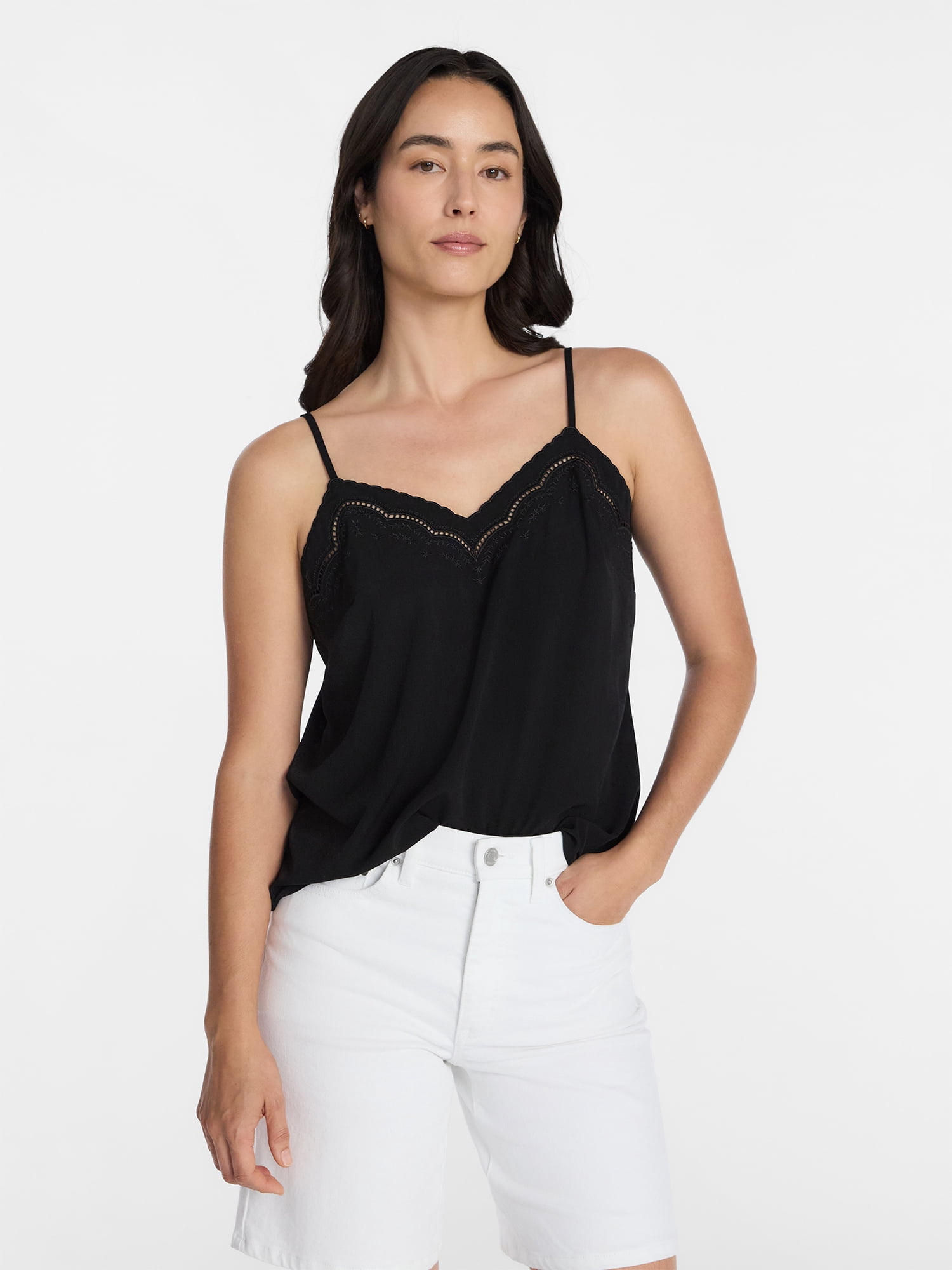 Time and Tru Women's Embroidered Cami, Sizes XS-XXXL