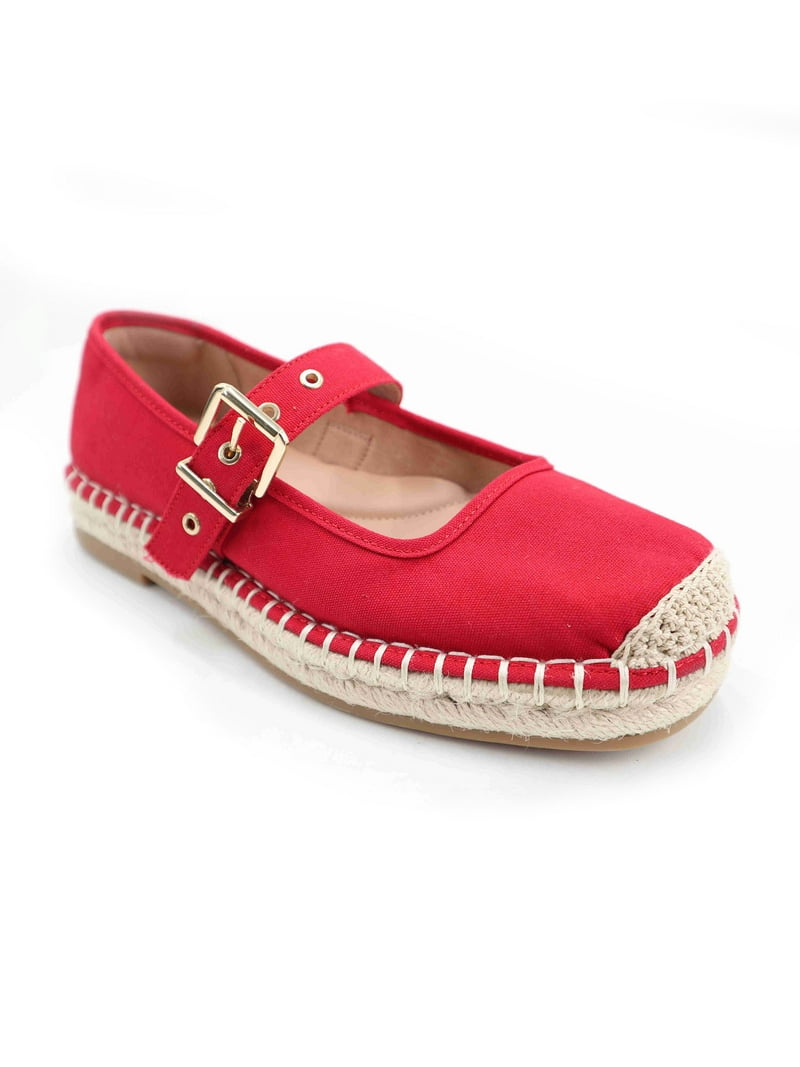 Time and Tru Mary Jane Espadrille Flats Memory Foam Insole