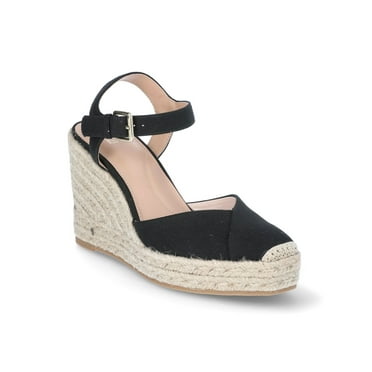 Time and Tru Women's Square Toe Espadrille Wedge Sandals