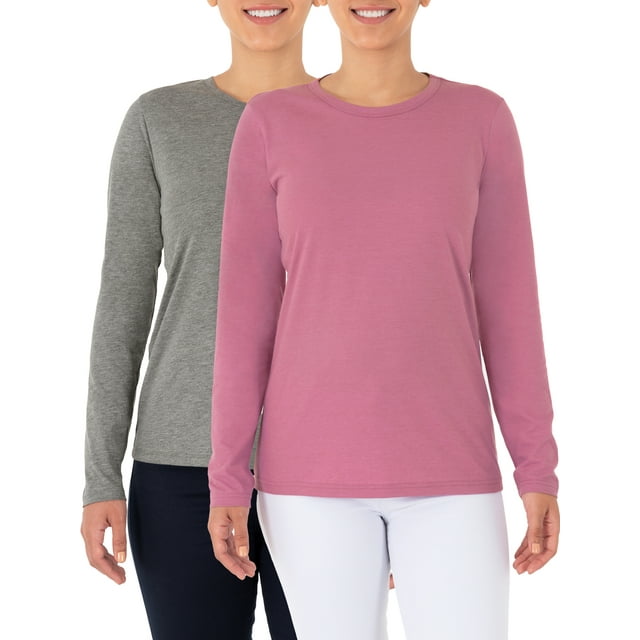 Time and Tru Women's Essential Pima Cotton Long Sleeve Crew Neck T