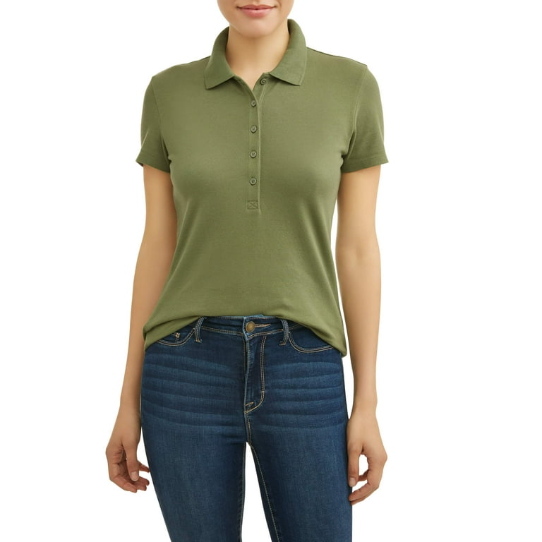 Time and Tru Women's Essential Short Sleeve Polo Shirt