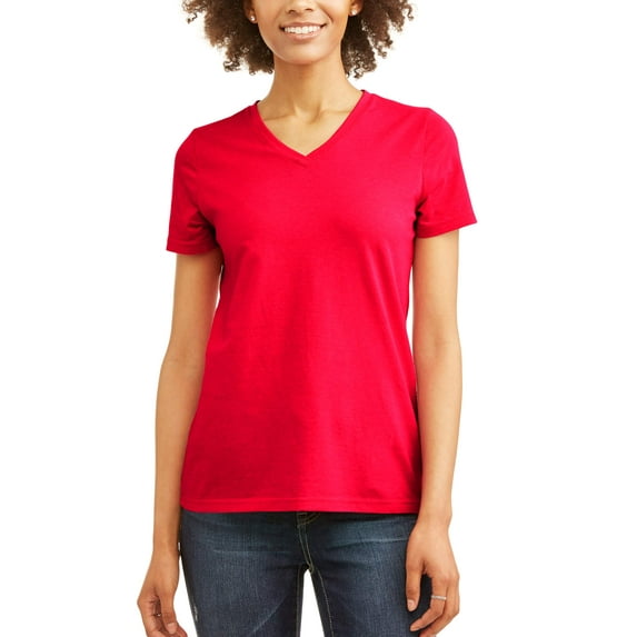 Time and Tru Women's Essential Short Sleeve V-Neck T-Shirt
