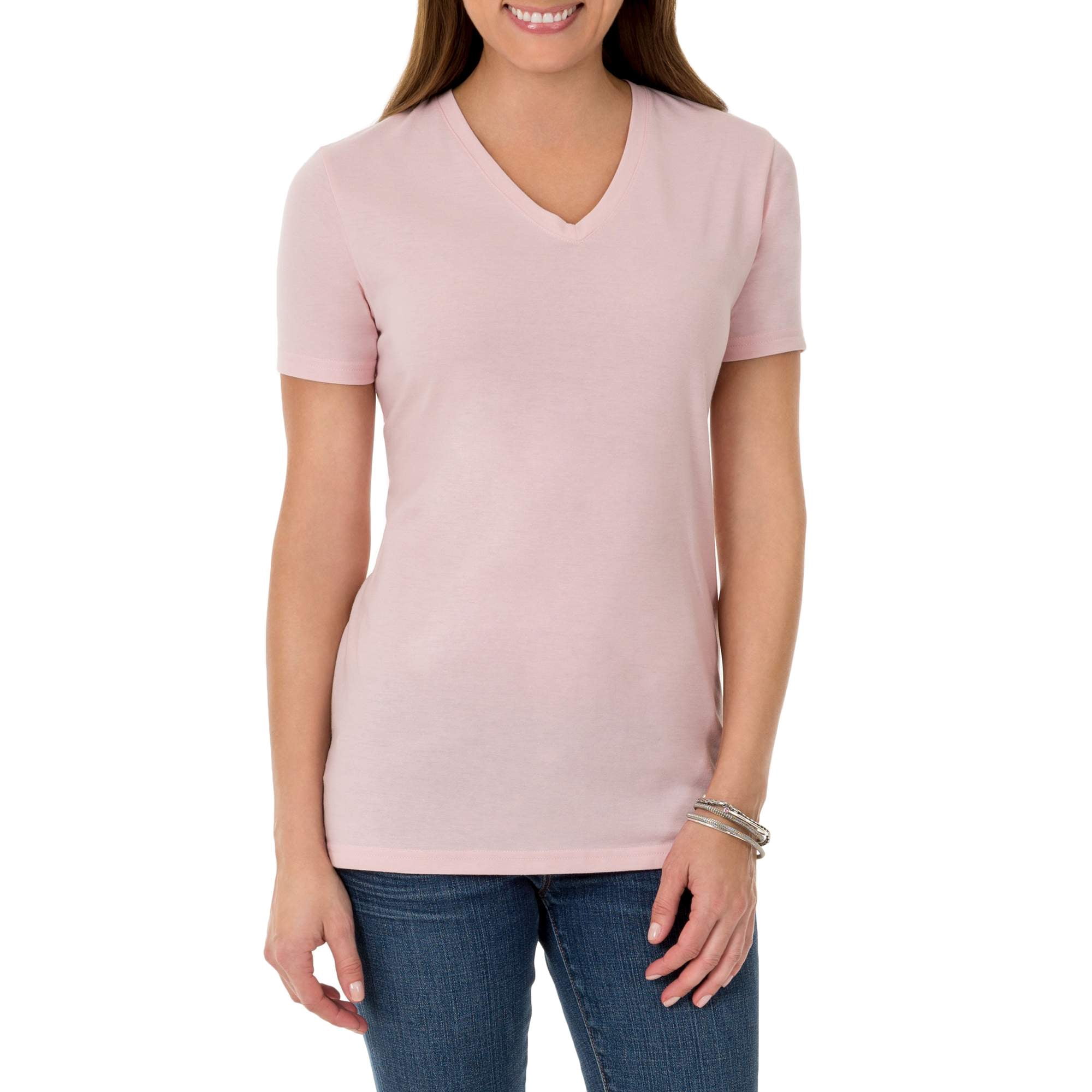Time and Tru Women's Essential Short Sleeve V-Neck T-Shirt