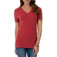 thumbnail image 1 of Time and Tru Women's Essential Short Sleeve V-Neck T-Shirt, 1 of 4