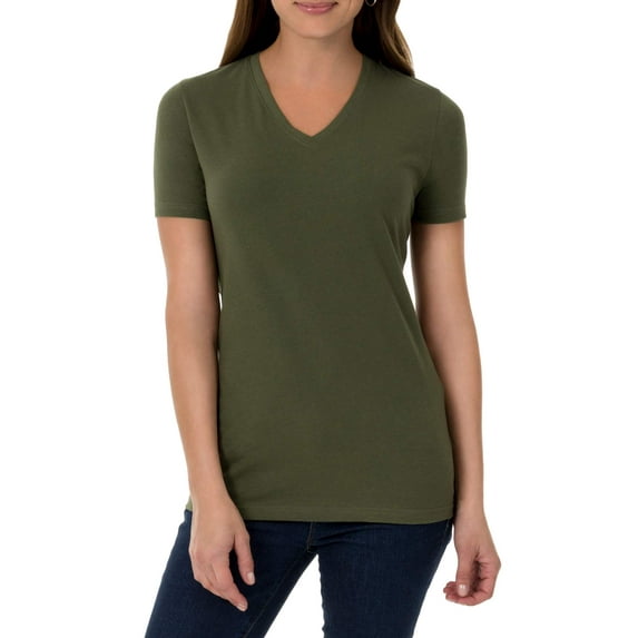 Time and Tru Women's Essential Short Sleeve V-Neck T-Shirt