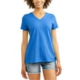 thumbnail image 1 of Time and Tru Women's Essential Short Sleeve V-Neck T-Shirt, 1 of 3