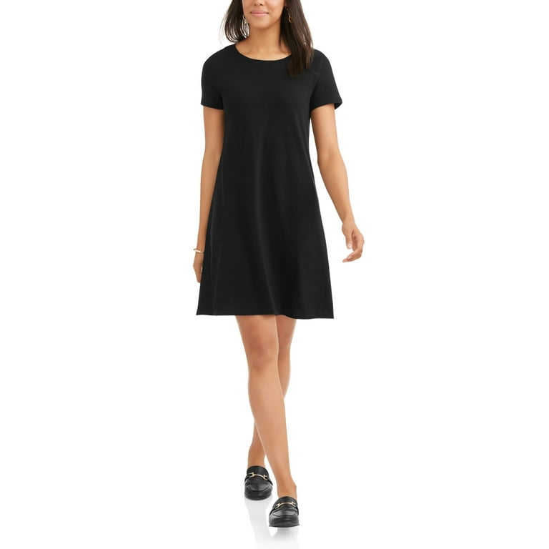 Time and Tru Women s Essential T shirt Dress Walmart