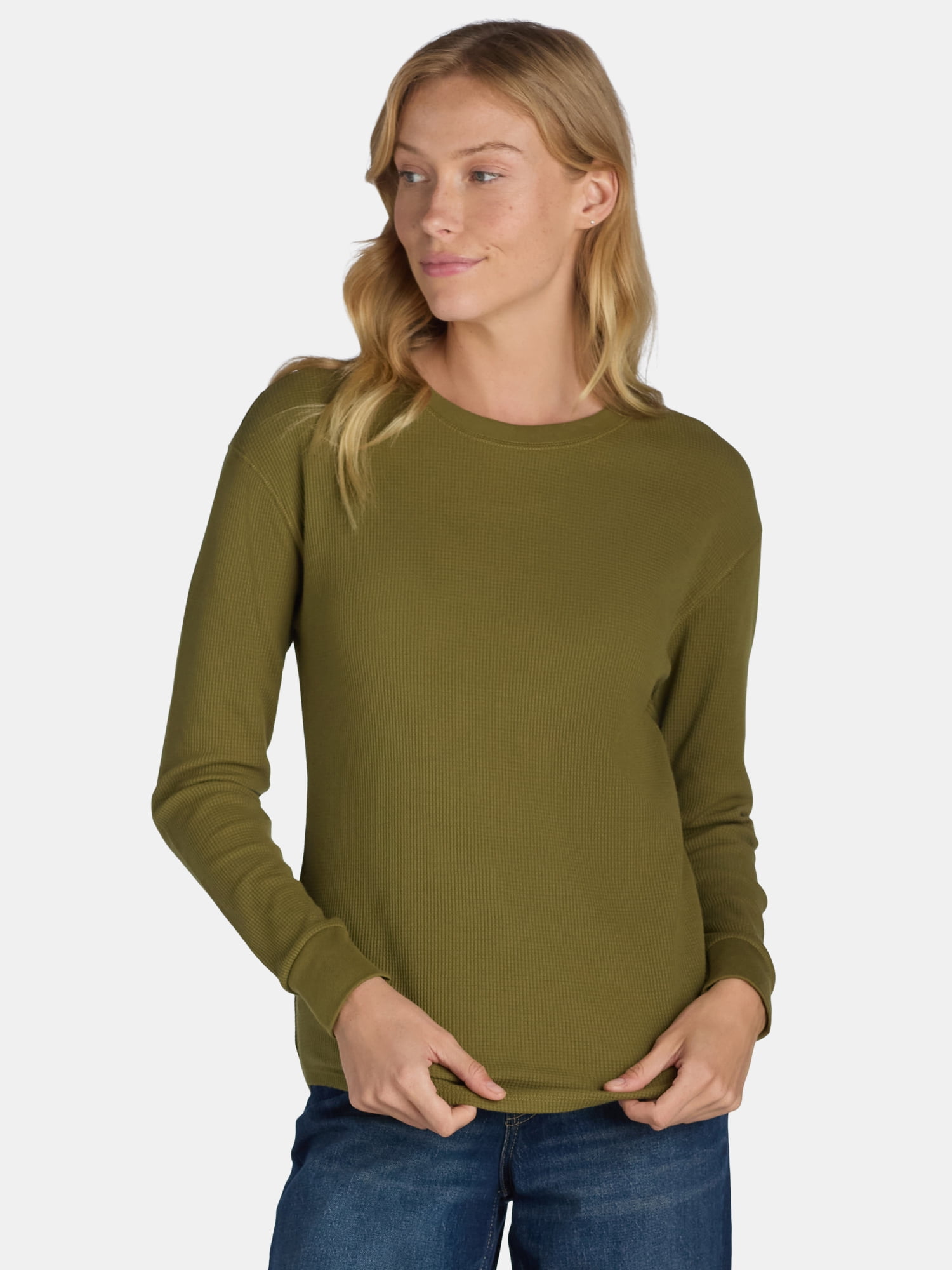 Time and Tru Women’s Essential Thermal T-Shirt with Long Sleeves, Sizes XS-XXXL