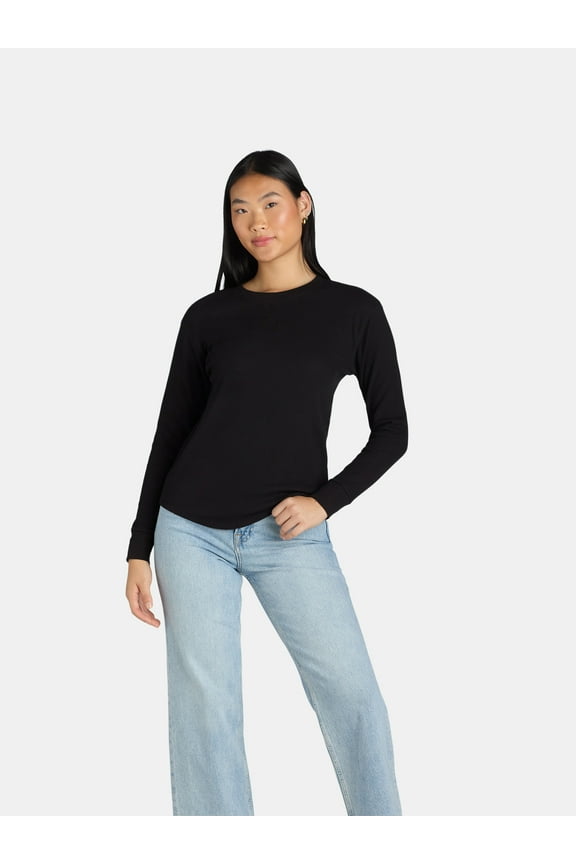 Women’s Essential Thermal T-Shirt with Long Sleeves, Sizes XS-XXXL