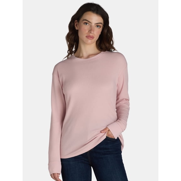Time and Tru Women’s Essential Thermal T-Shirt with Long Sleeves, Sizes XS-XXXL