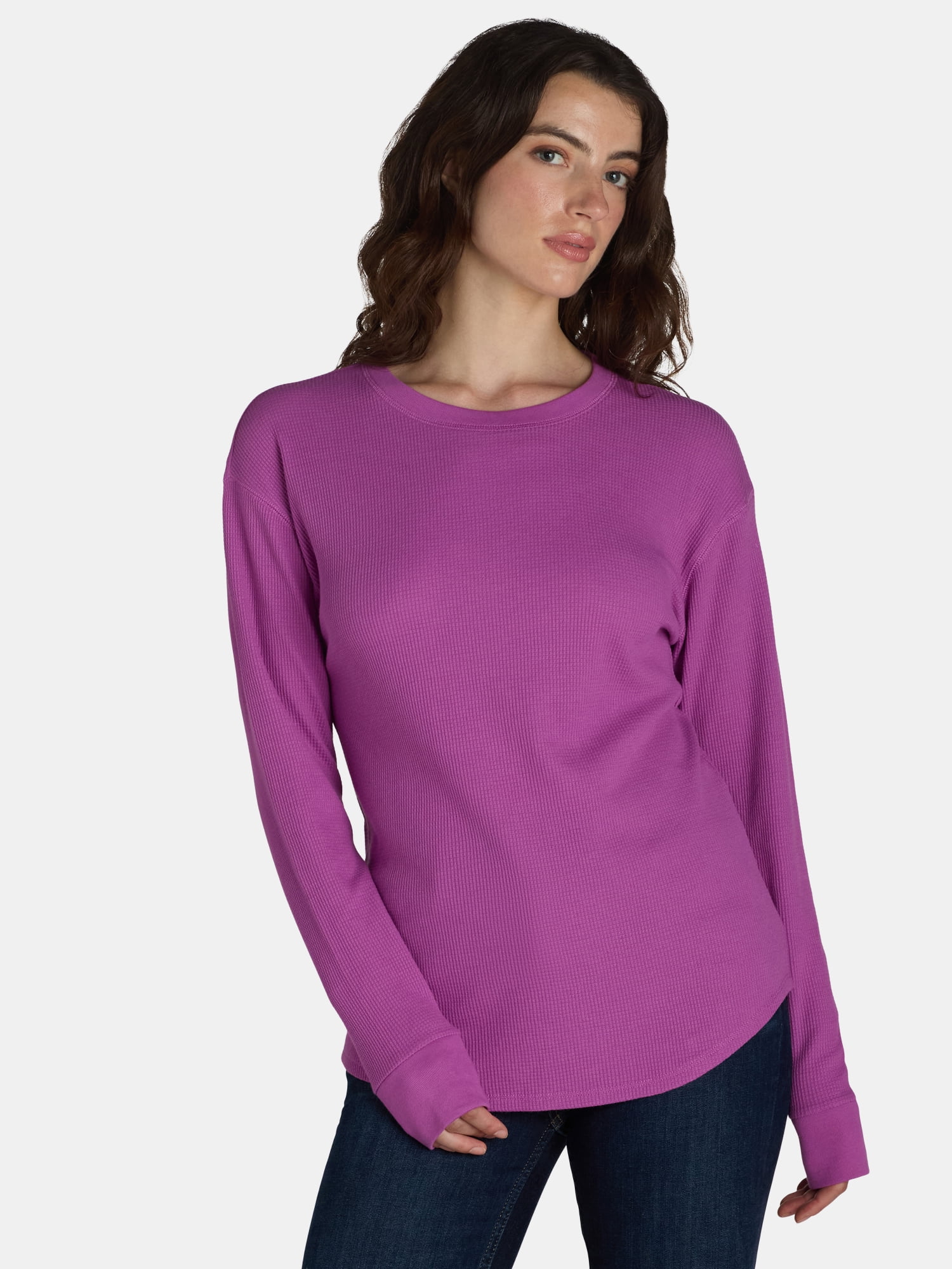 Time and Tru Women's Thermal Top with Long Sleeves, Sizes XS-XXXL