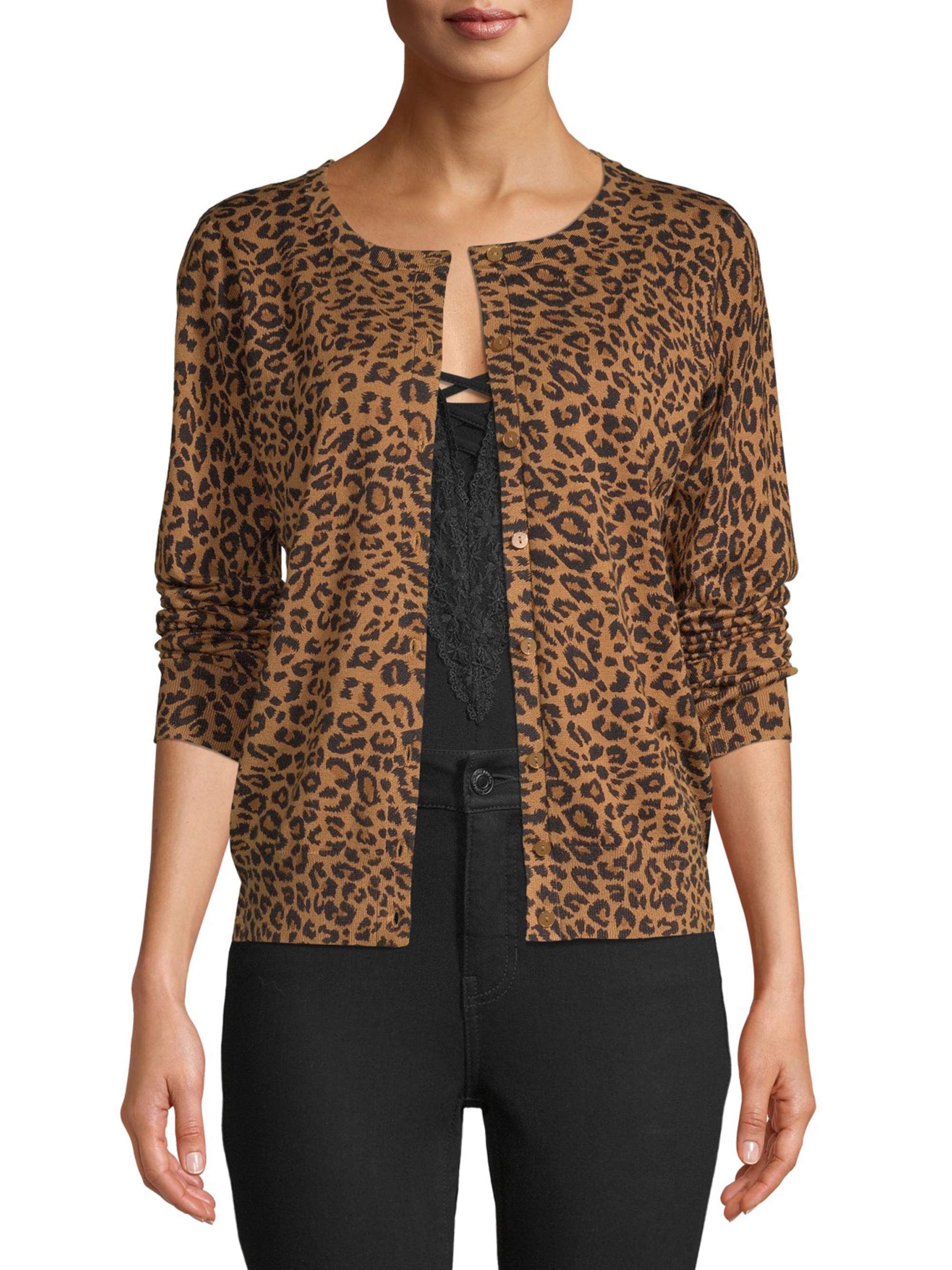 Leopard cardigan walmart deals