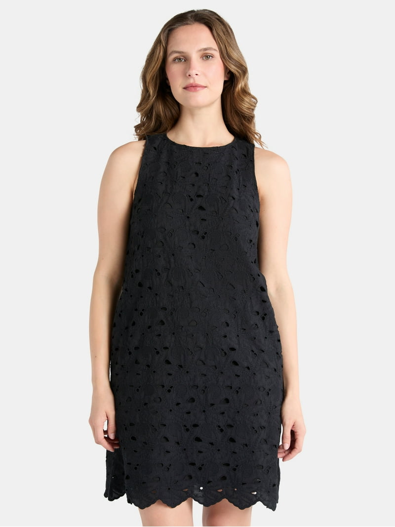 sky blue dresses for women 100% Cotton Black Embroidered Mini Dress - All Dresses main image 1