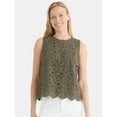 thumbnail image 1 of Time and Tru Women's Eyelet Embroidery Top, Sizes XS-XXXL, 1 of 5