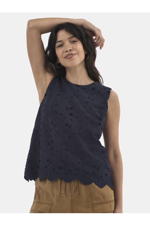 Women's Eyelet Embroidery Top, Sizes XS-XXXL