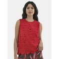 thumbnail image 1 of Time and Tru Women's Eyelet Embroidery Top, Sizes XS-XXXL, 1 of 4