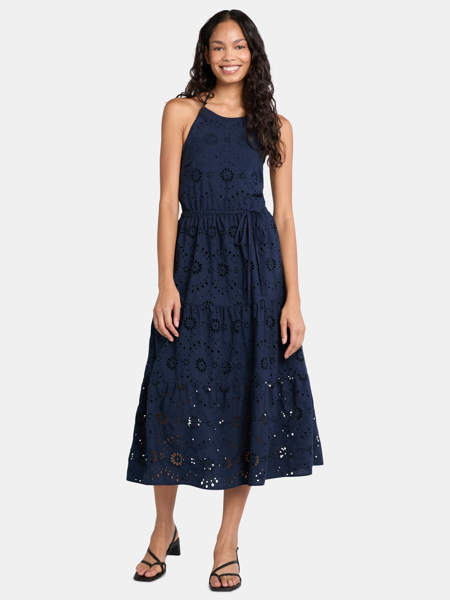 Time and Tru Women's Eyelet Halter Dress, Sizes XS-XXXL.