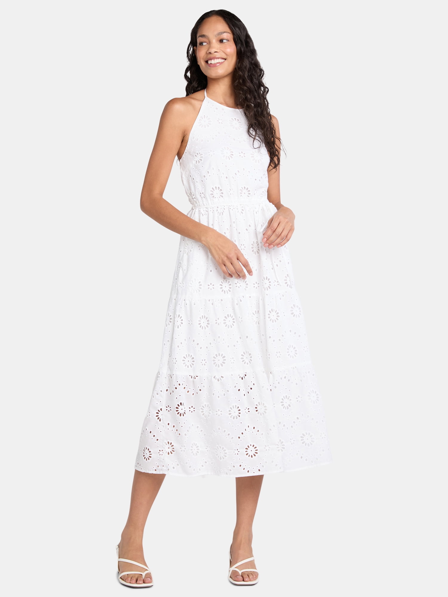 slim fit dress slacks Villa Nova Eyelet Midi Dress Red / Xs by Sugarlips main image 0