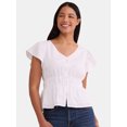 thumbnail image 1 of Time and Tru Women's Eyelet Peplum Top, Sizes XS-XXXL, 1 of 5